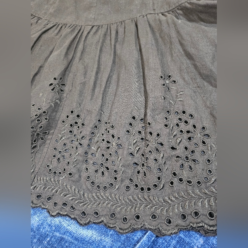 Vintage Y2K Diane vonFurstenberg DVF Black Linen Floral Mini Skirt Medium - Picture 4 of 8